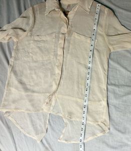 Beautiful Cream Sheer Button-Down Shirt