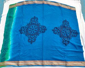 Elegant Blue Printed Cotton Dupatta 💙