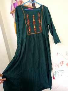 Embroidered Green Maxi Dress