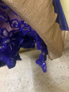 Navy Blue Gown Suit With Chunni