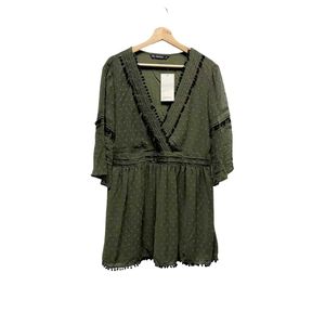 Zara Olive Green Sheer Mini Dress