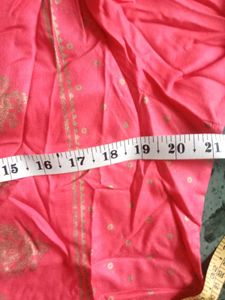 Coral &amp; Gold Print Kurti Plazo Set