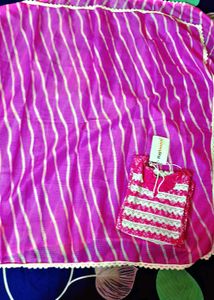 pink rose kurti with lehriya duptta