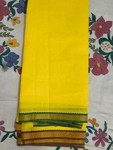 Yellow Dhoti with Green Border