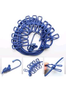 Clothes Hanging 2 Hook Drying Rope 12 Clips Portab