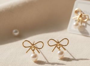 Bow & Pearl Stud Earrings