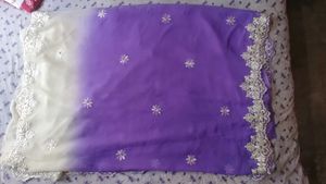 Purple Ombre Embroidered Saree