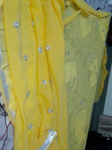 Yellow Embellished Saree