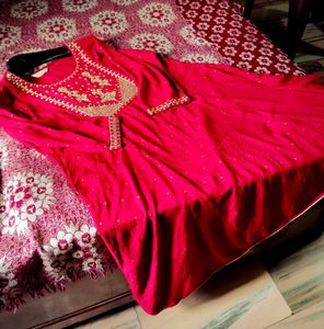 Party Wear Golden Embroidery Designer Kurta