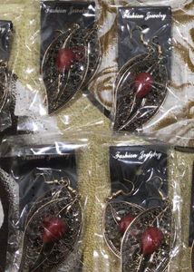 Premium Red Blue Stone Leaves Earrings- 1 Pairs