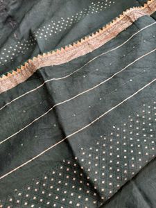 Striped &amp; Dotted Green Sarees (Set of 2)