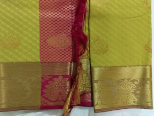 New Half &amp; Half Pattu Saree Without Blouse (Un Used)