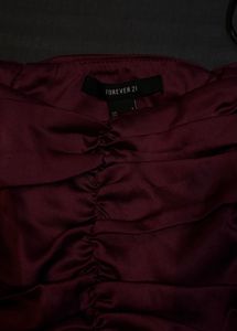 Burgundy Forever 21 Ruched Long Sleeve Top