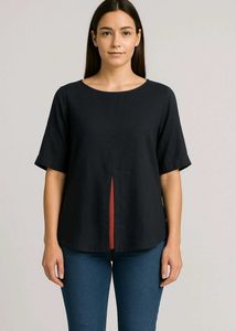 Black Linen Blend Top