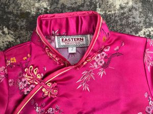 Pink Floral Silk Cheongsam Dress For 2 Yr Old Girl