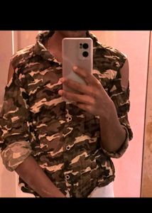Army Style Cold Shoulder Shirt