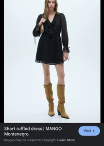 Mango Short black ruffle dress