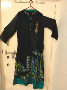 Green And Black Colour Kurti