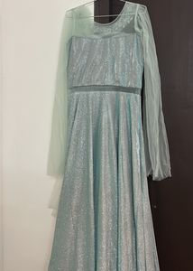 Designer Net Embroidered Flared Partywear Gown