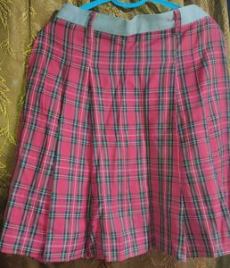 Red Plaid Pleated Skirt