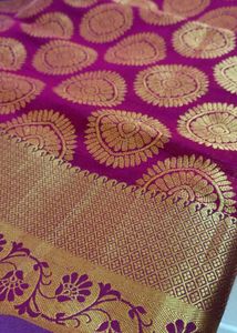 dark Pink &amp; Gold Silk Saree