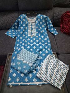 Blue Printed Kurta Set