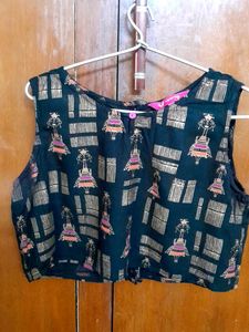 Tribal Print Sleeveless Crop Top