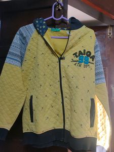 #boys_kids_yellow Printed Woolen Jacket