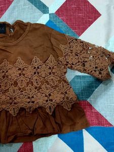 Brown Lace Detail Top Like New Condition