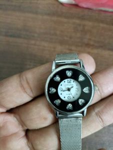 Heart Accented Silver Watch