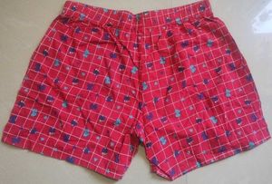 Red Plaid Patterned Shorts