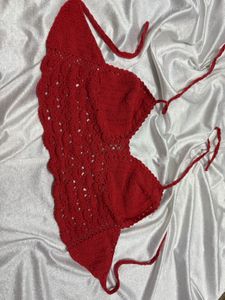 Red Crochet Halter Top