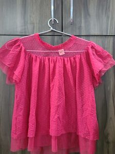 Pink Polka Dot Sheer Top