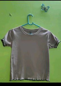 Lavender Short Sleeve Ribbed Top