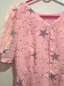 Peach Star Print Dress