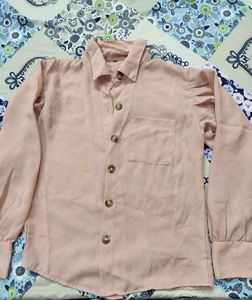 Peach Puff Sleeve Shirt