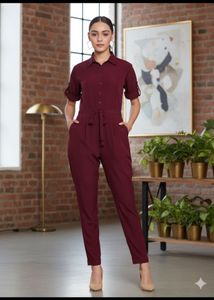 Maroon Jumpsuit with Belt