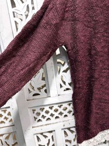 🎀Burgundy Knit Sweater w/ Lace Trim E