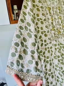 Cream Olive Kurta