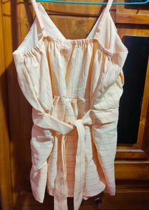 Peach Striped Sleeveless Top