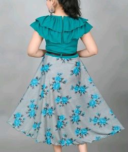 Floral Print Green Dress