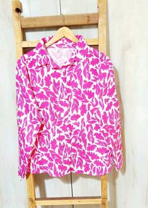Megenta  Colour Printed Cotton Shirt Size-42