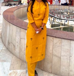 Yellow Embroidered Kurta Set