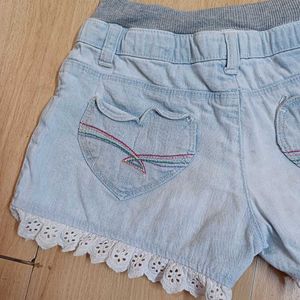 Cute Denim &amp; Lace Baby Shorts (age 5 to 7.5 yrs)