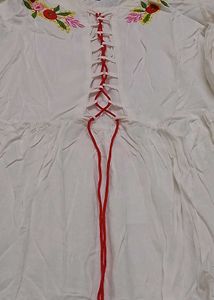 White Long Kurti with side slit