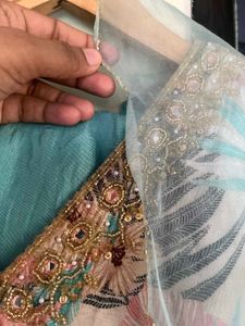 Floral Print Kurti  Set with Embellished Neckline