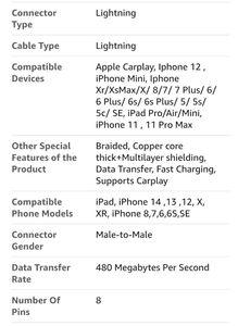 Braided iphone charger USB - lightning cable