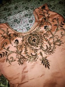 Peach Colour Anarkali With Duppatta And Bottom