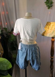 Savana White Lace Trim Crop Top