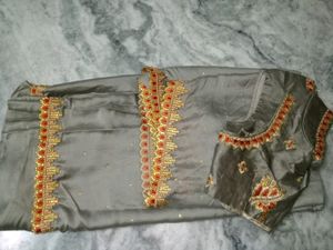 Grey Work Saree